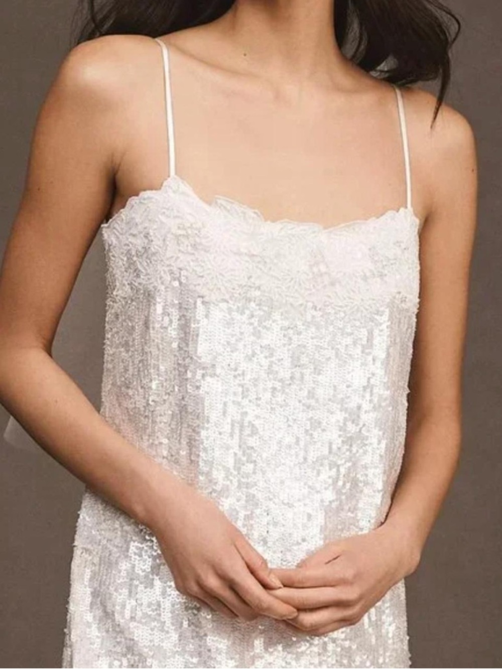 BHLDN White Sequin Mini Dress Rehearsal Dinner - Picture 3 of 6